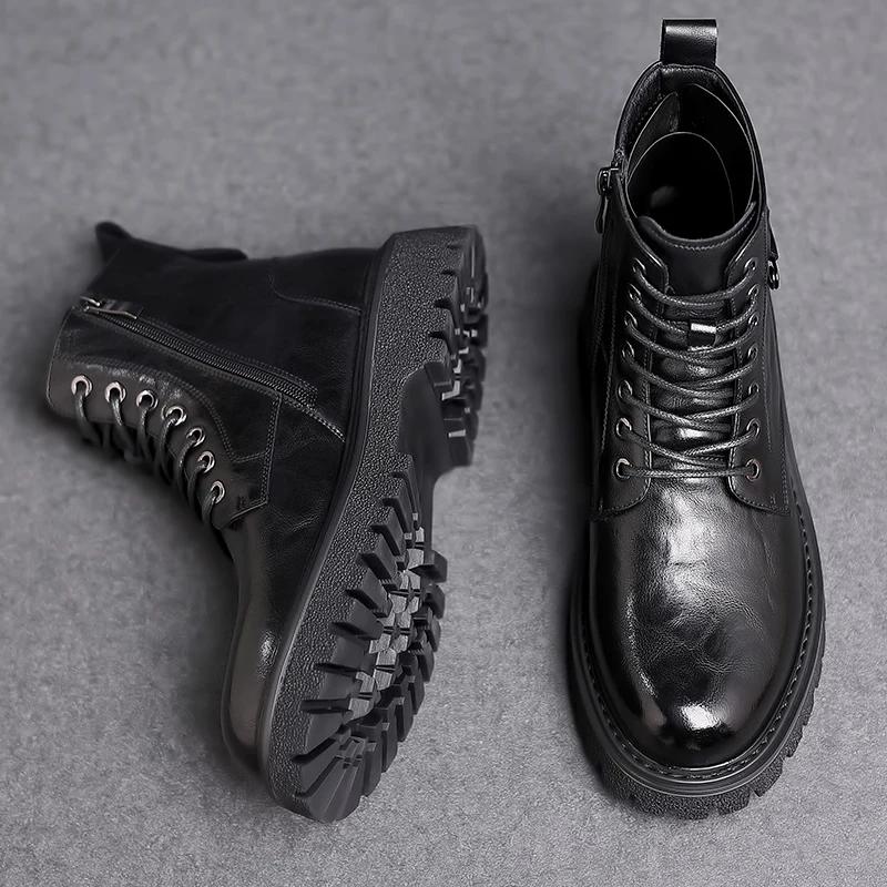 Fashion Italian Ankle Boots Winter Work Boots Men's Business Boots Wear-resistant Soles Men's Casual Boots Cold Resistant Cotton Boots