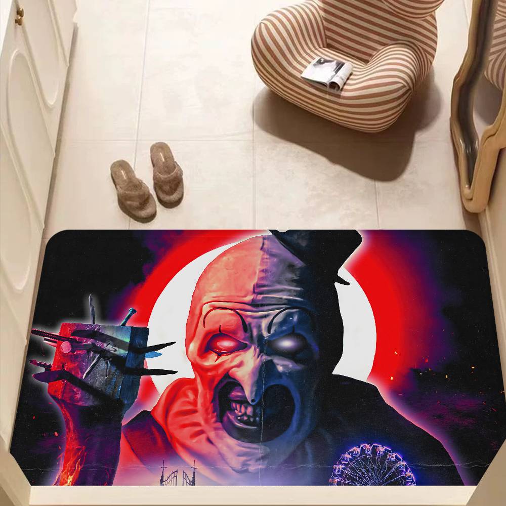 Horror T-Terrifier Film Eingangstür Matte Waschbar Rutschfest Wohnzimmer Sofa Stühle Bereich Matte Küche Willkommen Fußmatte