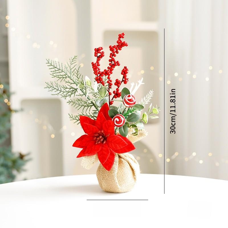 

Christmas Mini Tree Decor With Christmas Flower For Festive Table Scene Flower
