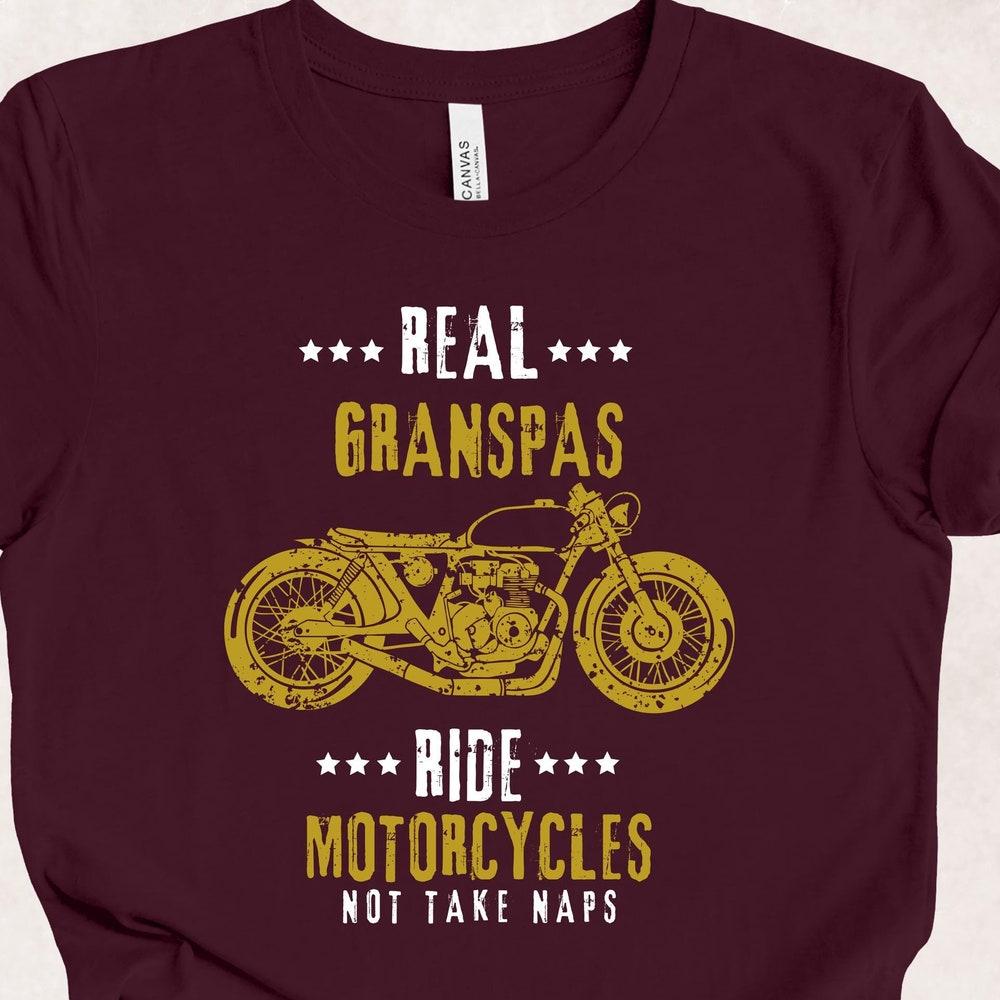 Real Grandpas Ride Motorcycles Shirt, Biker Dad Tee S