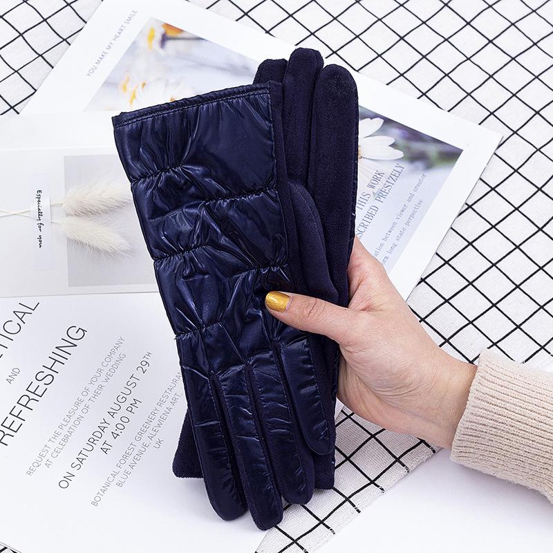 

Женские перчатки Пух Хлопок Сохраняют тепло Зимние Женские Водонепроницаемые Термальные Флисовая подкладка Сенсорный экран Нескользящие Для езды на мотоцикле One size тёмно-синий