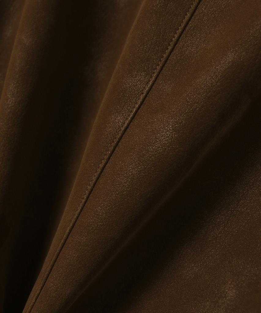 Mood Inside Suede Leather Three-Button Blazer_Brown
