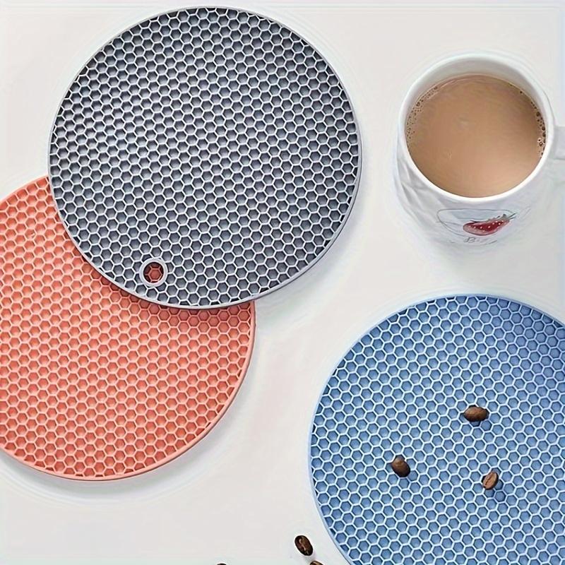 4 silicone thermal insulation mats, heat-resistant silicone pot mats, round silicone placemats, countertop protection