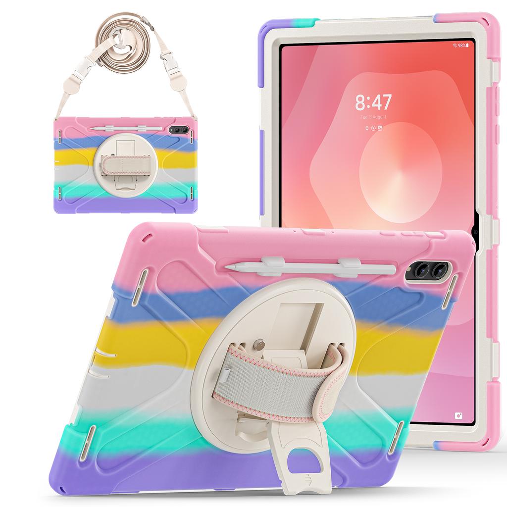 Heavy Duty Case for Samsung Galaxy Tab S11 Ultra 2025 14.6" SM-X930 SM-X936 360 Rotating Stand Rugged Cover with Shoulder Strap