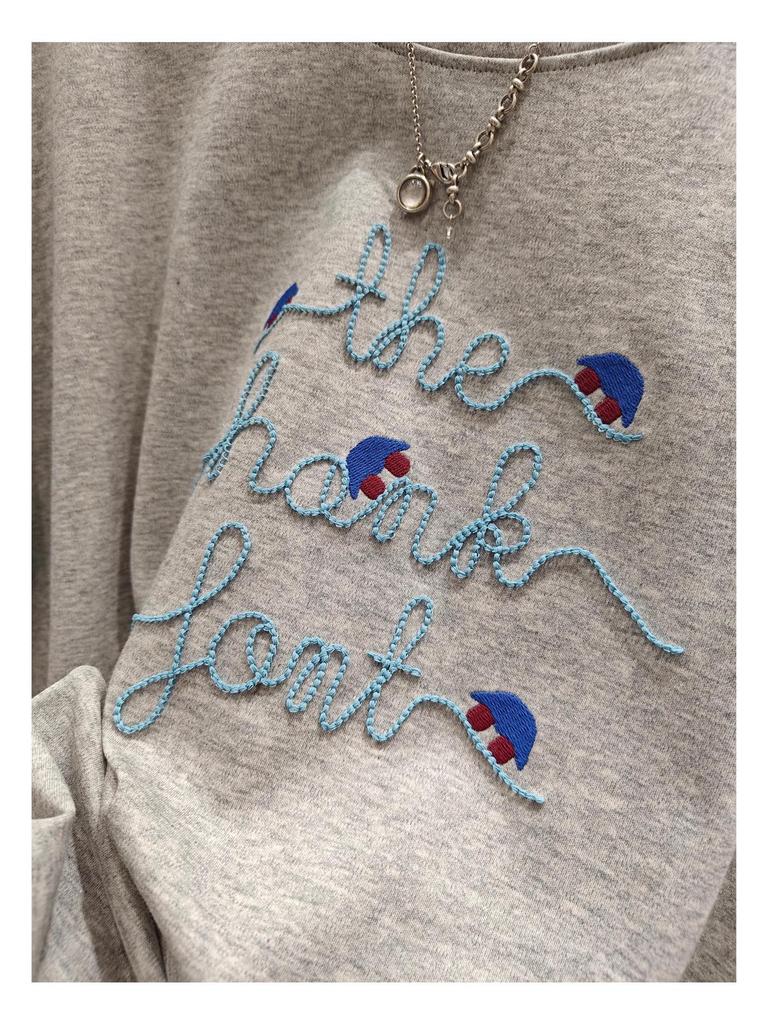 Women's Korean 3D Embroidered Cotton T-Shirt - Summer 2025 Loose Fit