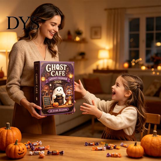 Halloween Advent Calendar Calendar, 24-Day Acrylic Ghost Figure Countdown Set to with Diverse Themes, Cute Desk Decor, Collectible Holiday Gift