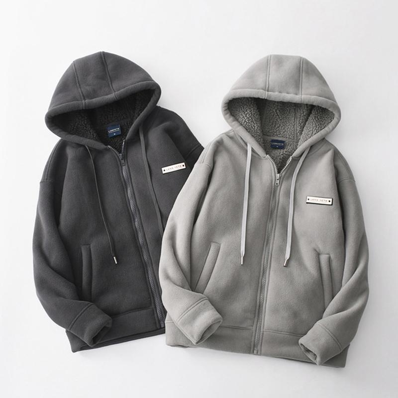 Autumn Winter Fashion Fleece Thickened Warm Hooded Coat Men's Casual Loose Sports Jacket