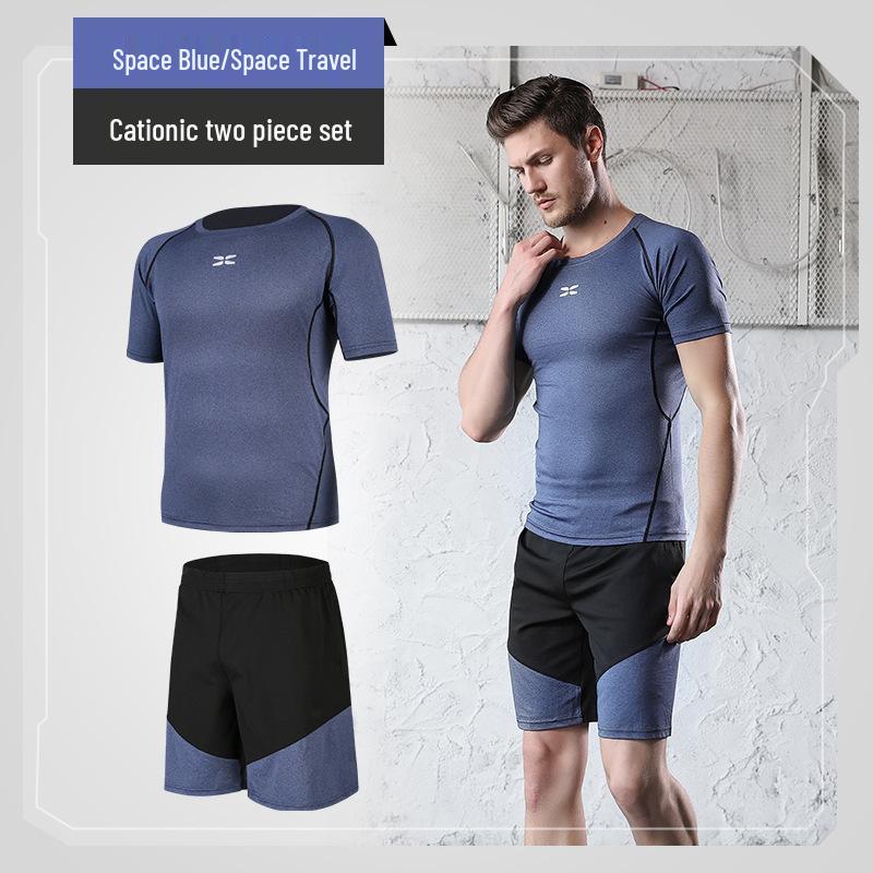 Men's Casual Running Sports Suit with Shorts and Short-Sleeve Top - Ideal for Fitness, Yoga, and Training.