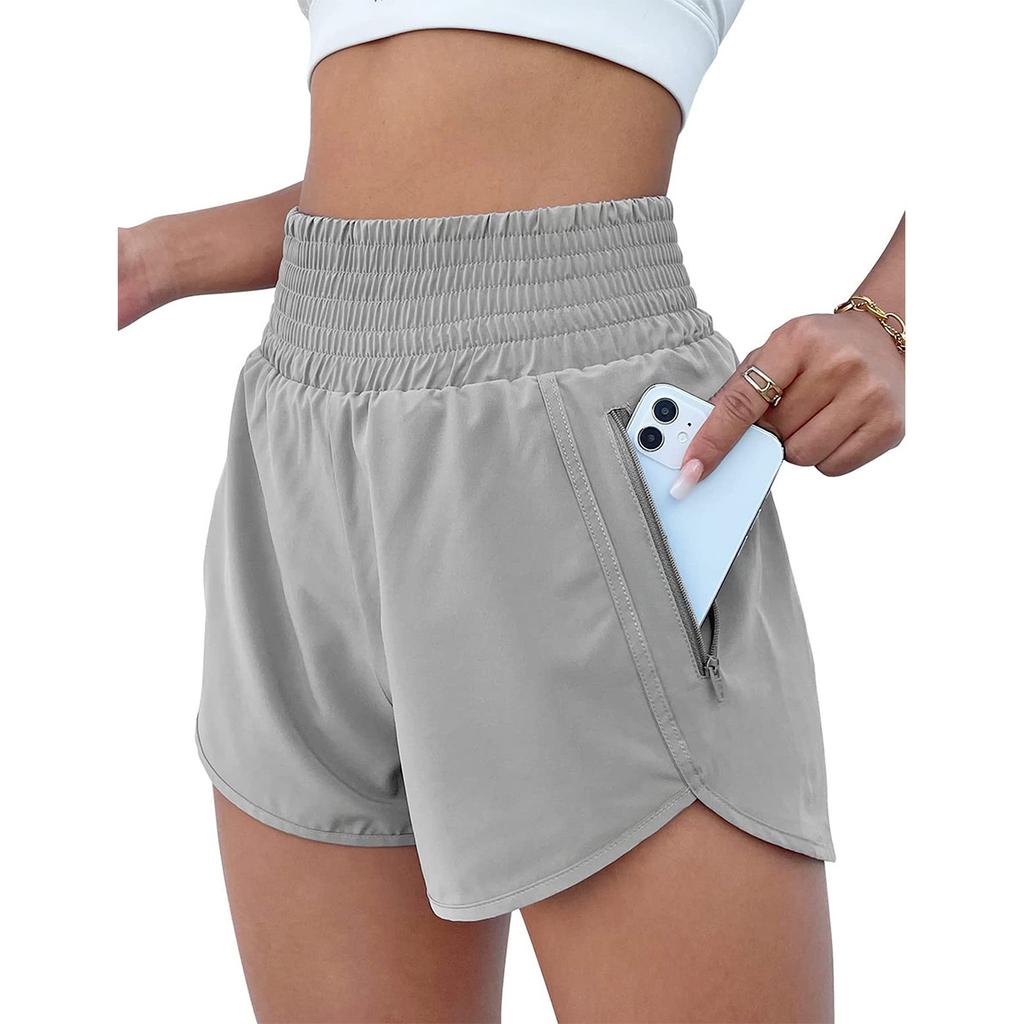 Pocket Quick-drying Naked Yoga Shorts Double-layer Anti-light High Waist Three-point Fitness