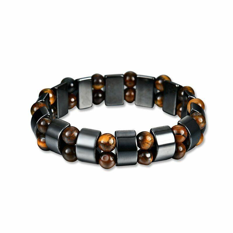 Men's Tiger Eye Stone Bracelet, Fashion String Beads, Black Oyster Shell, Elastic Jade Stone
