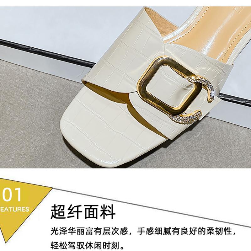 Móda 2024 léto dámská svrchní obuv pantofle britský styl kovová dekorace dámská ležérní obuv vysoký podpatek do práce a na chůzi 41-43