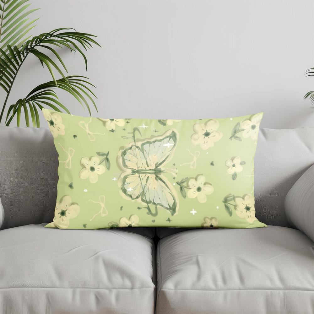 Home Decor Floral Pattern Rectangle Pillow Cover Suitable For Sofa Bedroom Car Pillow Cover Cushion Rectangular Back Cushion
