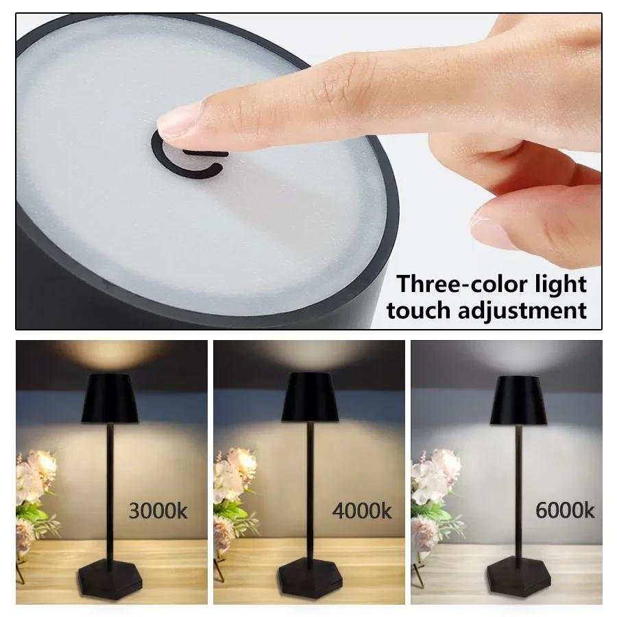 

Rechargeable 3 Color Stepless Dimming Desk lamp Portable LED Desk Lamp For Restaurant Bedroom Bars Home Creative Deco Lighting белый