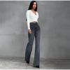 Elegant Grey Leopard Printed Jeans High Waist Straight Leg Vintage High Street Black Jeans Pants Women Formal Korean Retro