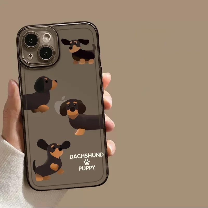 Cartoon Dachshund Corgi Dog Clear Phone Case For iPhone 15 14 13 11 12 16 Pro XS Max 13Mini XR X SE Plus Transparent Cover Funda