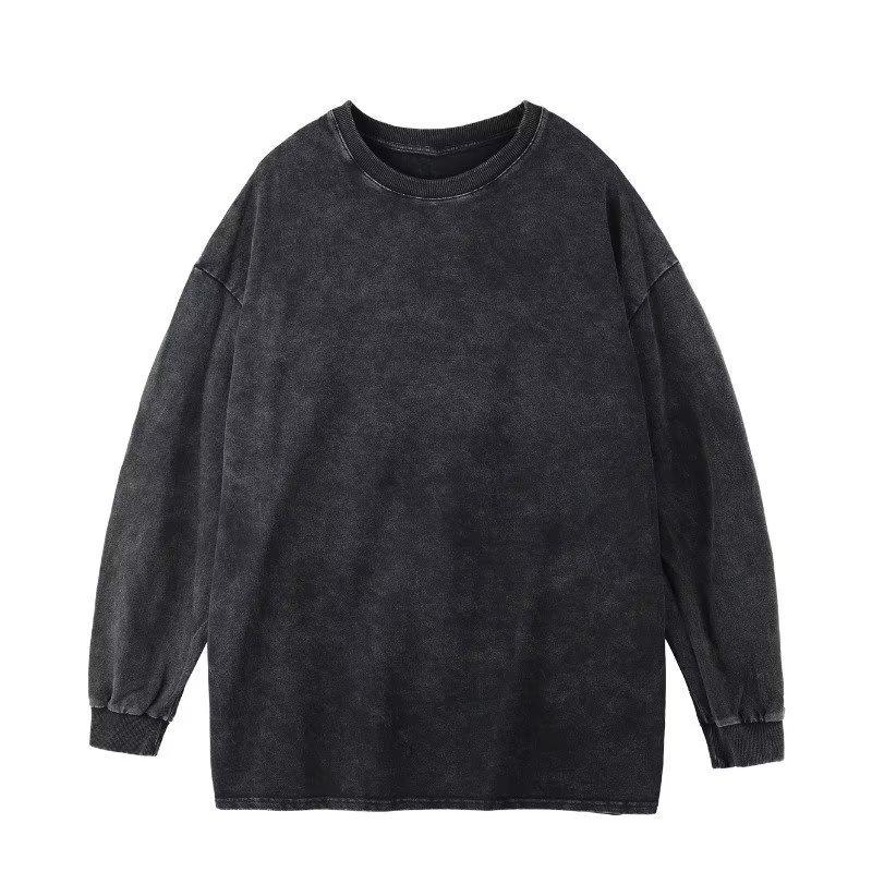 Pánské tričko s krátkým rukávem v jednobarevné úpravě s distressed efektem - Evropský a americký letní streetový styl