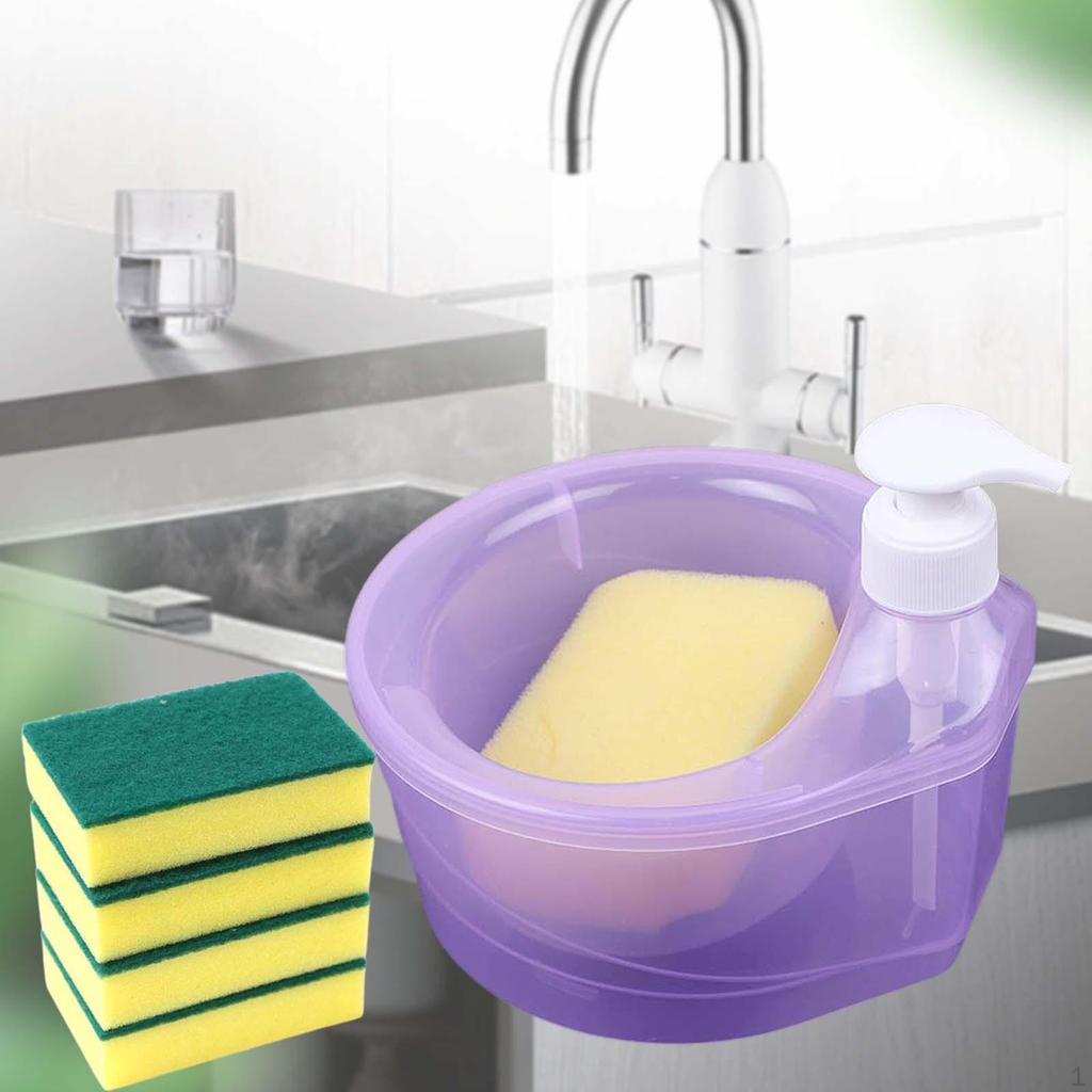 Convenient Soap Dispenser and Sponge Holder Set for Kitchen Bathroom
