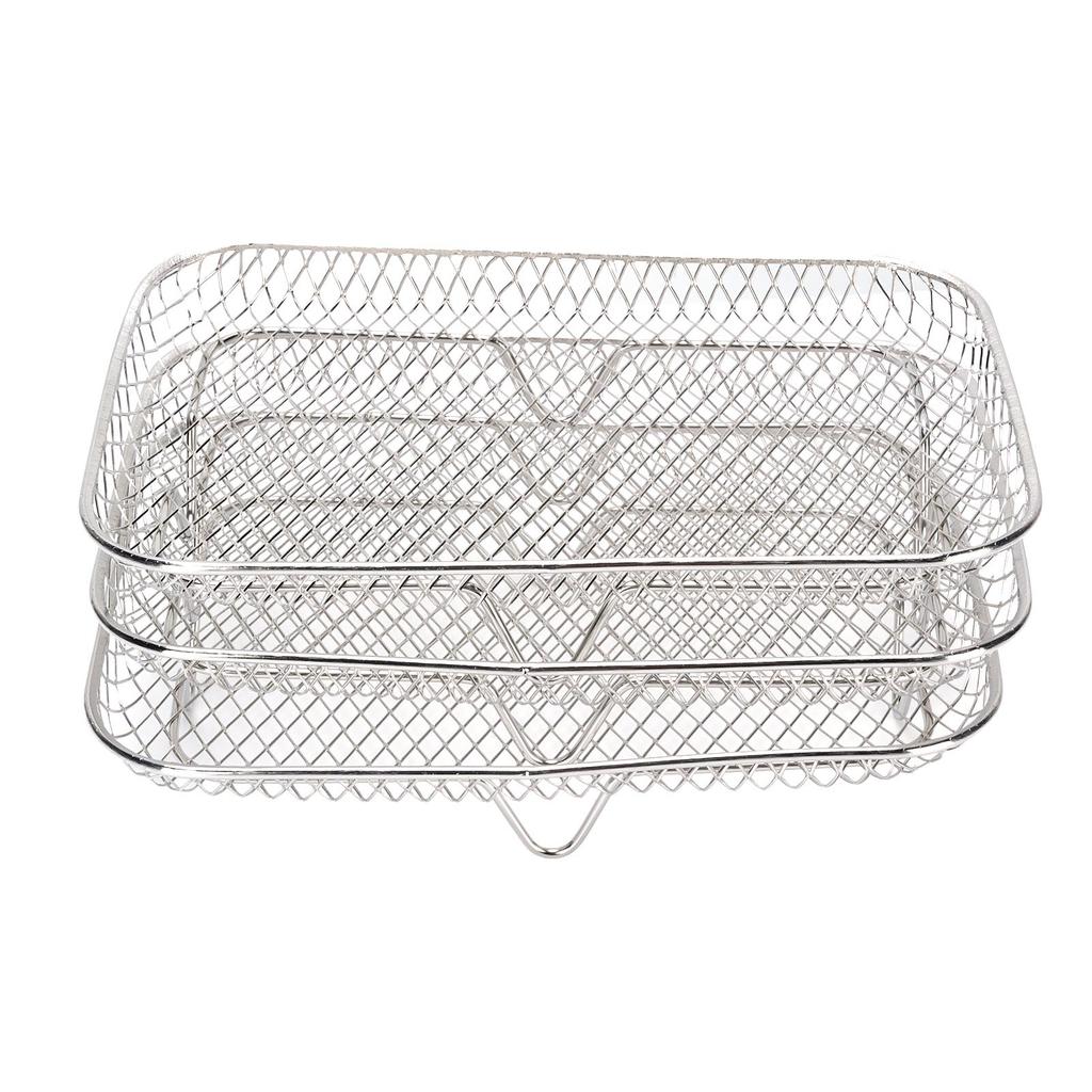 3PCS Fryer Rack Set 304 Stainless Steel Stackable Multi Layer Rectangular Dishwasher Safe Fryer