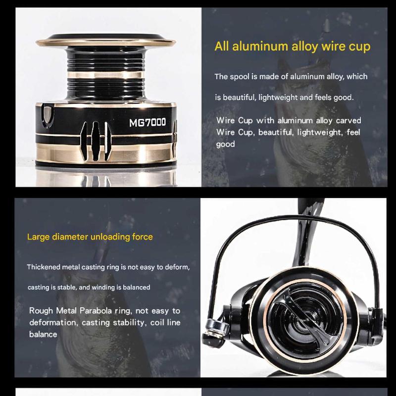 Mavllos MG Naviják s rotujícím rotorem Rychlost 5.2:1 Hladký Dlouhý Nához Heavy Duty pro Velké Ryby CNC Kovové Tělo Dvojitá Ložiska Rybářský Naviják