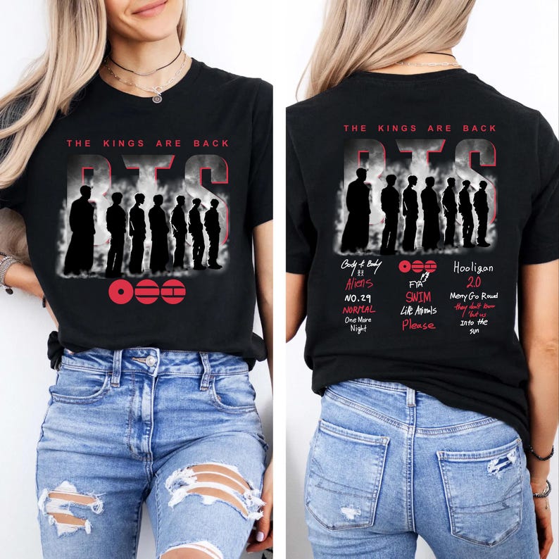 

Футболка BTS World Tour 2026, Футболка Bangtan Boys Comeback 2026, Графическая футболка с мерчем Kpop-концерта, Подарок для фаната ARMY, Стиранная винтажная черная футболка BTS 4XL