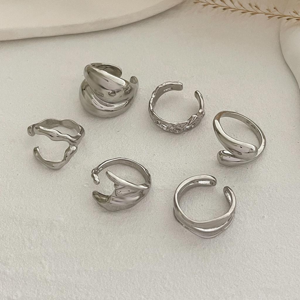 6Pcs/set Vintage Irregular Rings Set Geometric Metal Gold Silver Color Open Ring for Girls Women Men Goth Punk Couple Jewelry