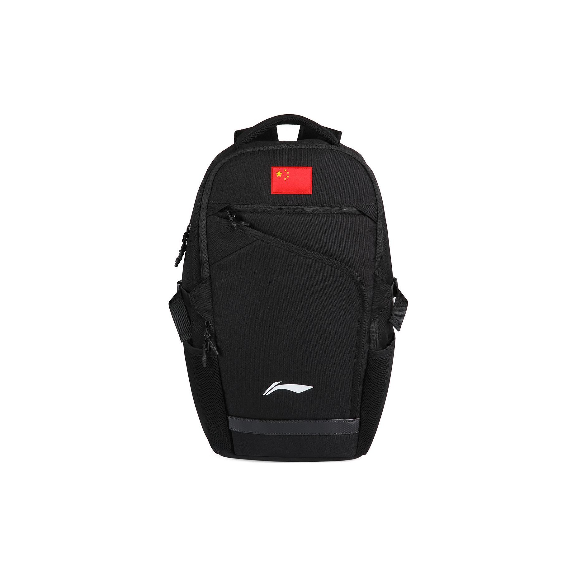 Li-Ning Simple Versatile Large Capacity Polyester Backpack Men Backpack Black ABSS339-1 Black
