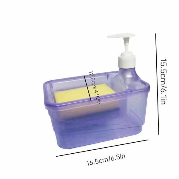 Plastic Kitchen Dish Soap Dispenser with Sponge and Cleaning Brush