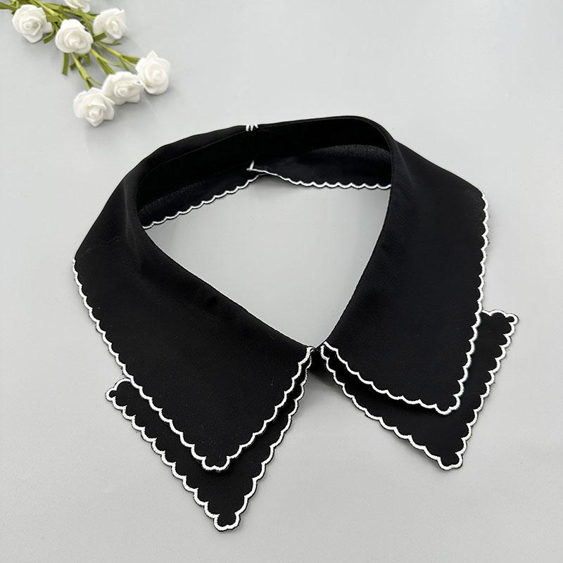Retro Rhinestone False Collar Neckline Women Lapel Fake Collar Woman Embroidery Removable Detachable Tie Clothing Accessories