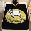 Derby County FC Logo Printed Flannel Blanket, Soft Throw for Bedroom Sofa, Washable,soccer Fan Merchandise, Great Gift.