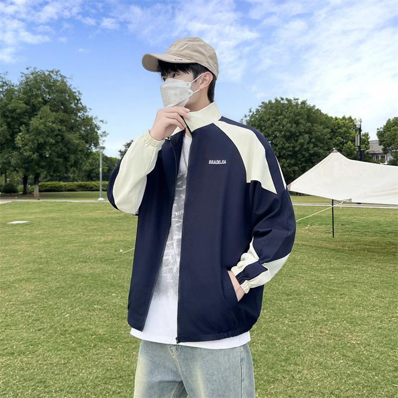 Jacket men's spring and autumn ins trendy brand loose lapel jacket teen student thin tooling trench coat jacket