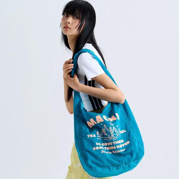 GRAPHIC PACKABLE SHOULDER BAG AQUA