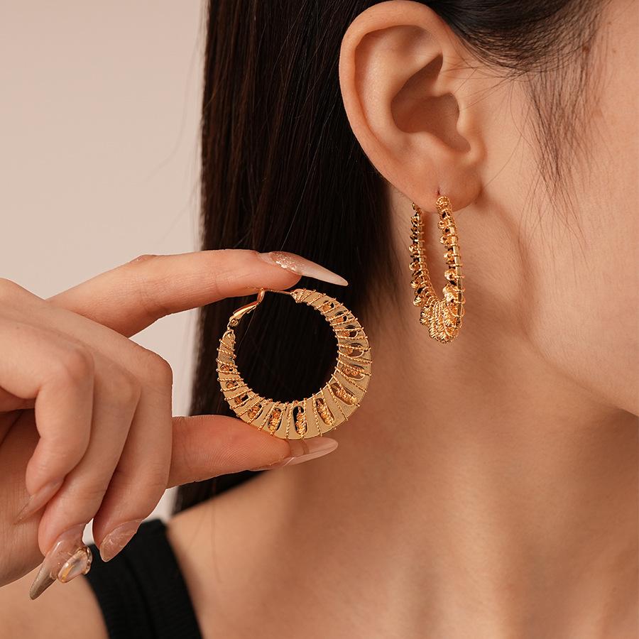 Geometric Circle Silver Needle Ear Ring Earrings Real Gold Electroplating Niche Premium Earrings