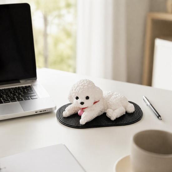 Creative Gifts for Anxiety Cute Puppy Figurine, Car Dashboard Decoration with Anti-Slip Mat, Relief Fidget Toy Soft TPR Toy, Automotive Interior
