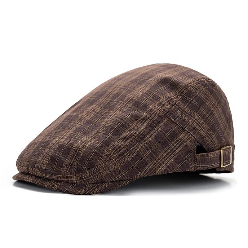 Plaid Forward Hat Men's Retro British Style Cap Spring Autumn Breathable Hat Women's Sun Hat