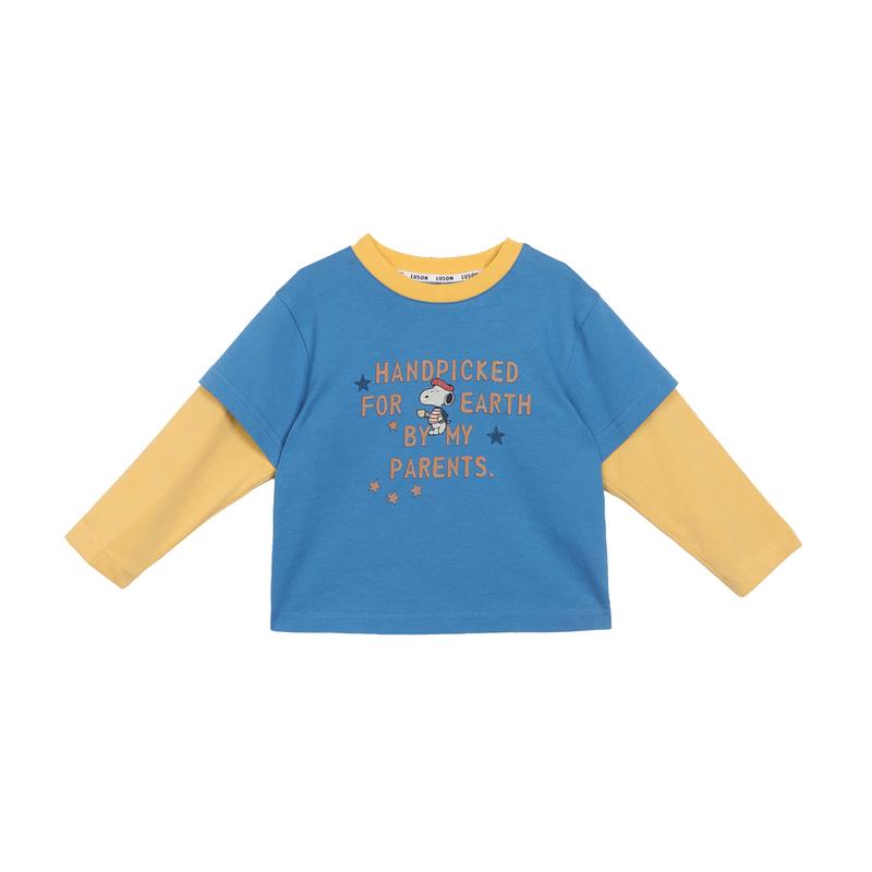 LUSON Baby Striped Faux Two-Piece Long Sleeve T-Shirt 120