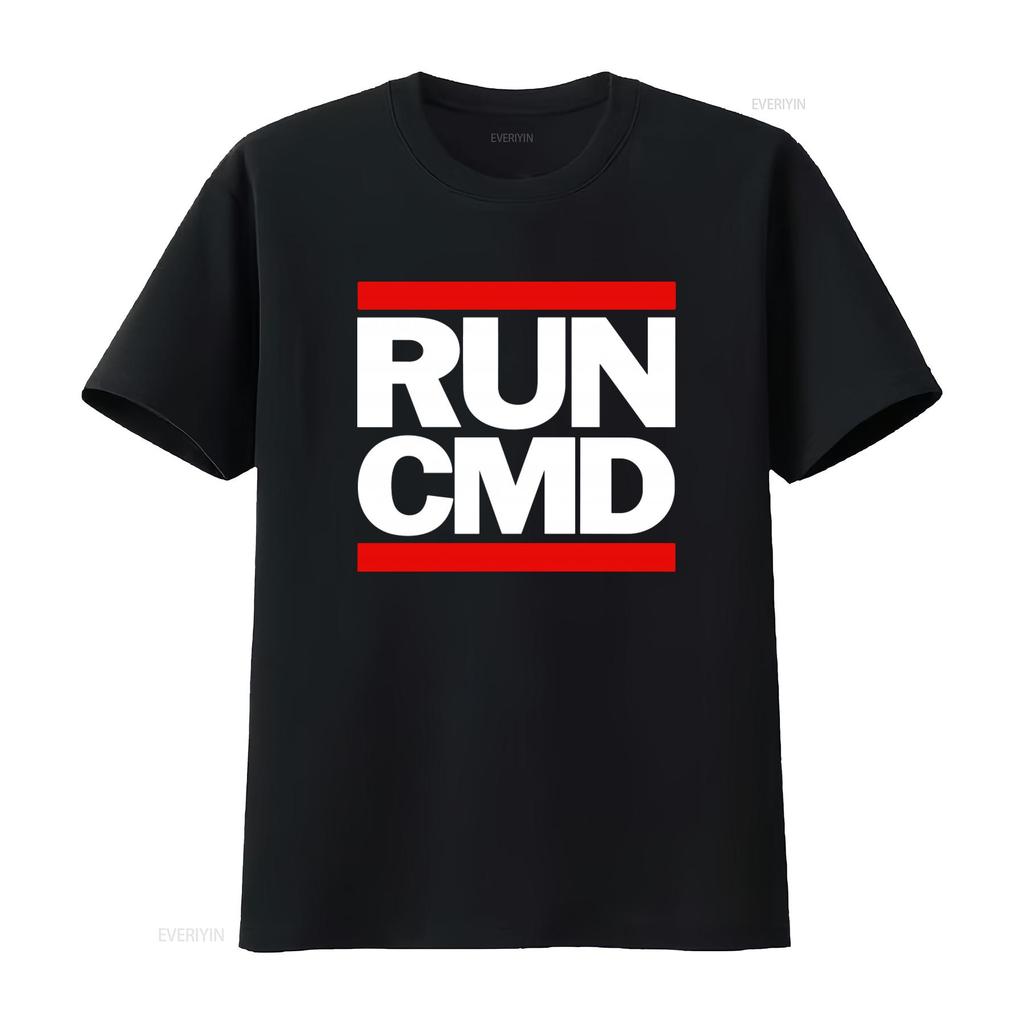 Run Cmd T Shirt for Computer Geeks Mens Funny vintage Washed Top For Everyday Wear graphic Stretched Casual Versatile Stylish