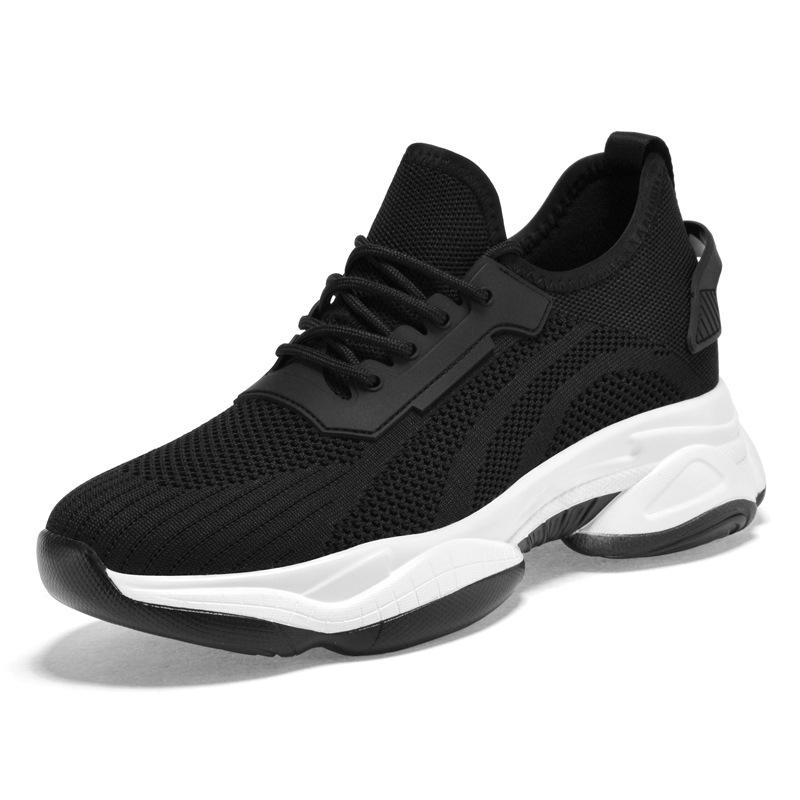 Spring Men s Breathable Mesh Height-Increasing 8cm Sports Casual Shoes, White 40