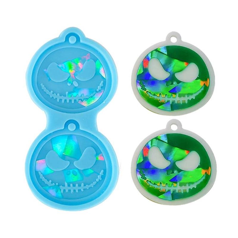 Light Shadow Keychain Pendant Silicone Mold Pumpkin Head Holographic Earrings Mold DIY Ornaments Mould for Birthday Gift