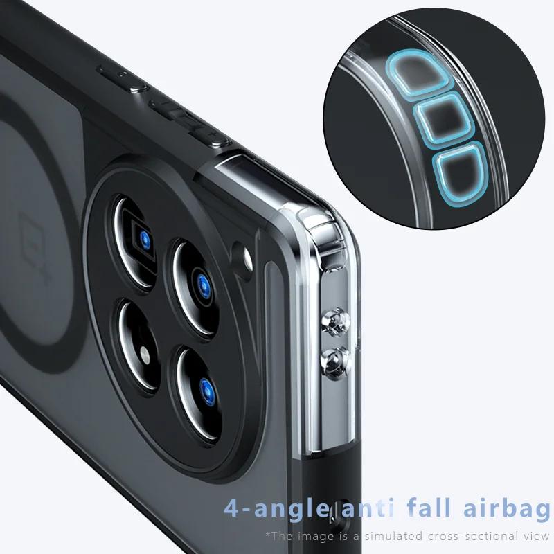 for Magsafe Shockproof Acrylic Phone Case for OnePlus 13 13R 12 12R Nord 4 ACE 3V 3Pro Hard Bumper Matte Magnetic Cover Shell