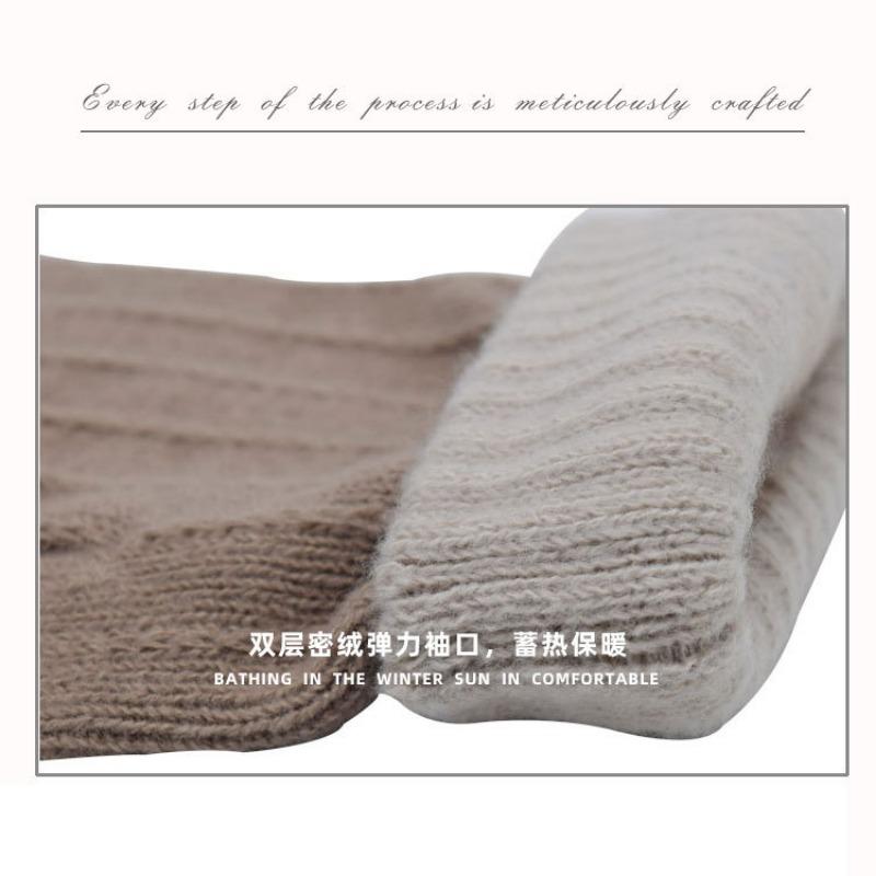 Half-finger Gloves Winter Girls Cute Bare-finger Wool Plush Warm and Cold-proof Student Writing Gloves