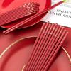 5Pairs Red Reusable Chinese Food Chopsticks Alloy Dinnerware Sushi Sticks Korean Chopsticks Set Japanese Palillos Chopsticks