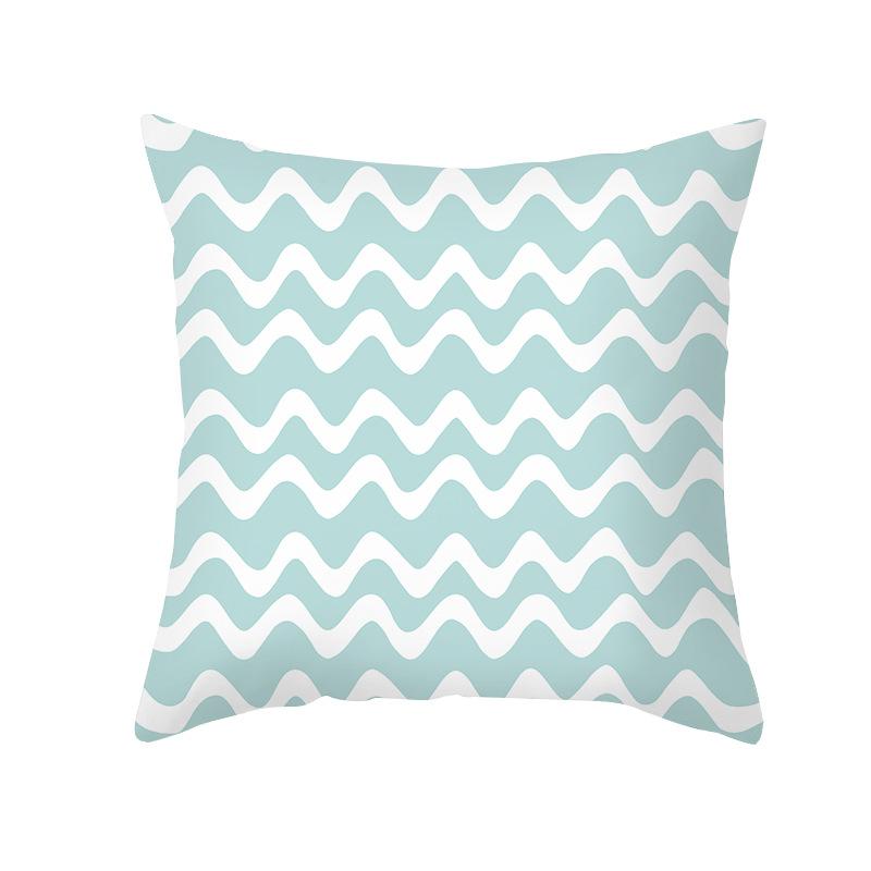 Blue Geometric Pillow Cover Nordic Simple Shopee Home Sofa Cushion Cover Peach Skin Printed Cushion