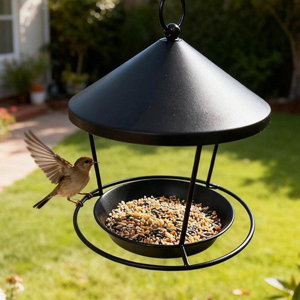 Wild Bird Feeders Hangable Metal Hummingbird Food Feeder Hangable Bird Food Bowl For Outdoor Garden Backyard Apartment Balcony