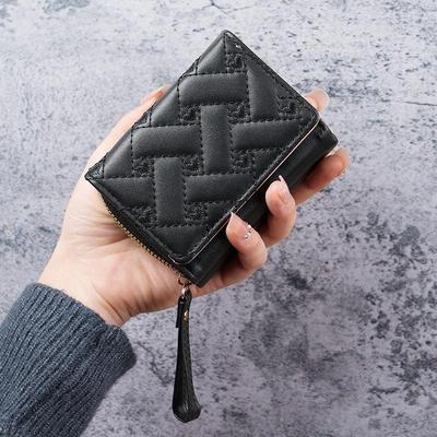 Cartera de Mujer de Cuero PU Bordada con Corazón - Corta, Sencilla, Ranuras Múltiples para Tarjetas, Billetera para Monedas, Sujetador para Billetes