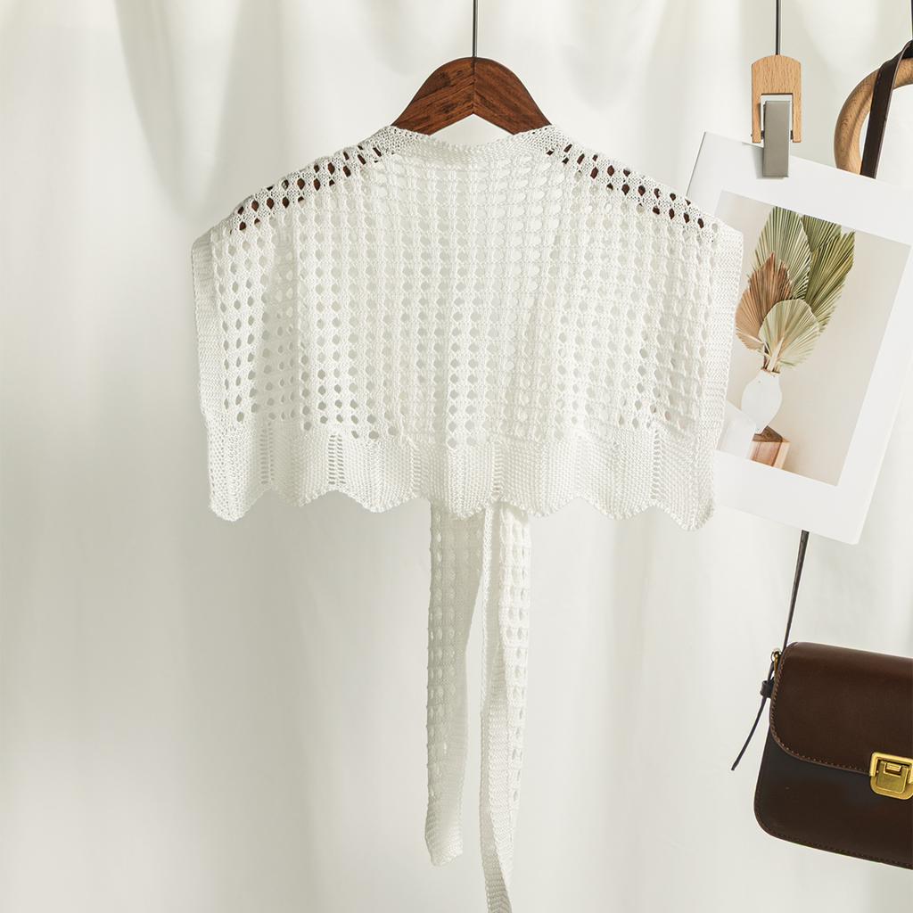 Summer Knitted Cotton Hollow Scarf Shawl Solid Color Women Summer Air-Conditioned Room Cape Ladies Simple Warps