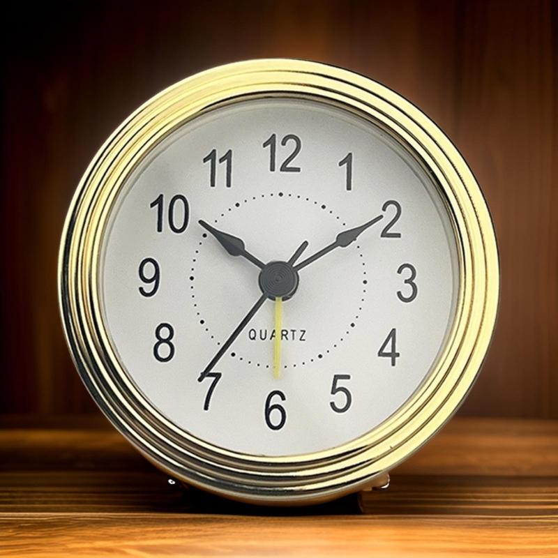 Elegante 3 polegadas Snooze Despertador Inserir com Acabamento Dourado Algarismos Arábicos Cabeça de Relógio Redondo Inserir Relógio para Projetos de Artesanato