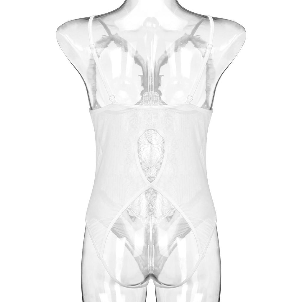 Women Sexy Lingerie Lace Backless Bodysuit Bandage Open Crotch Jumpsuit Pajamas