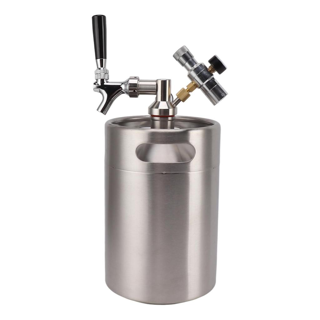 5L Mini Stainless Steel Keg Pressurized Stainless Steel Home Keg Kit System with Adjustable Faucet