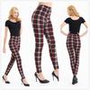 European & American Striped Plaid Print Slimming Nine-Point Plus Size Leggings