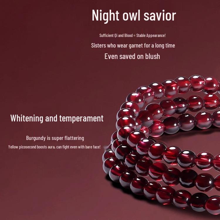 Exquisite Chinese-Style Red Garnet & Hetian Jade Bracelet with Luck Fu Character for Women